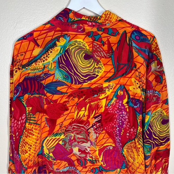 Vintage Albert & Pearl 100% Silk Tropical Fish Multicolor Shirt and Pants Set - Picture 8 of 16